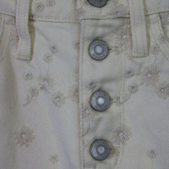 J.CREW BILLIE DEMI BOOT CROP 25 CREAM W/FLORAL EMBROIDERY BUTTON FLY RAW HEM NWT - Picture 6 of 10